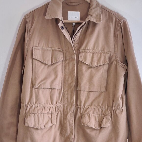 🆕Thread & Supply Canvas Utility Barn Jacket Sherpa Lined Cargo Boho Women Small - Picture 7 of 12